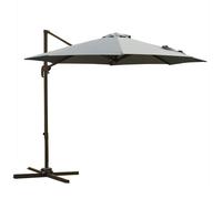 Outsunny Parasol déporté octogonal inclinable avec pied en croix 8 beleines manivelle inclus châssis alu. acier Ø 2,95 x 2,5H m gris foncé