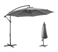 Outsunny Parasol déporté octogonal inclinable manivelle avec pied en acier Ø 3 x 2,5H m gris