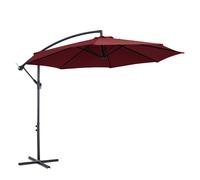 Outsunny Parasol déporté octogonal inclinable manivelle avec pied en acier Ø 3 x 2,5H m rouge vineux-AOSOM.fr