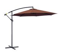 Outsunny Parasol Déporté Octogonal Inclinable Manivelle avec Pied en Acier Ø3 x 2.6 m Marron