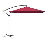 Outsunny Parasol Déporté Octogonal Inclinable Manivelle Pied Acier Ø3m Rouge Protection Solaire Aosom France