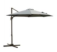 Outsunny Parasol déporté octogonal inclinable avec pied en croix 8 beleines manivelle inclus châssis alu. acier Ø 2,95 x 2,5H m gris foncé