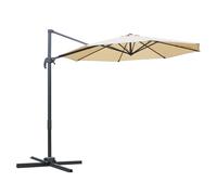 Outsunny Parasol déporté octogonal inclinable parasol rotatif 360° avec pied en croix 8 beleines manivelle inclus châssis alu.