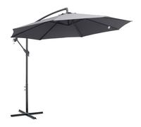 Outsunny Parasol déporté octogonal rabattable diamètre 3 m parasol de jardin avec pied en croix Ø295 x 255H cm gris