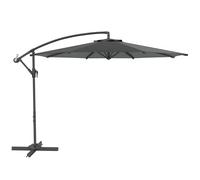 Outsunny Parasol déporté octogonal rabattable diamètre 3 m parasol de jardin avec pied en croix gris foncé
