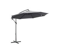 Parasol déporté - Outsunny - octogonal - Ø 3 m - ventilation au sommet - avec pied en croix - gris