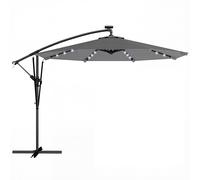 Outsunny Parasol Déporté Parasol de Jardin LED Solaire 32 Lampes LED Manivelle UV 50+ et Housse de Protection Ø 295cm Gris