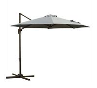 Outsunny Parasol déporté octogonal inclinable avec pied en croix 8 beleines manivelle inclus châssis alu. acier Ø 2,95 x 2,5H m gris foncé
