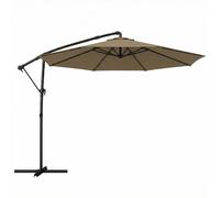 Outsunny Parasol déporté rond 3 m, parasol de jardin inclinable avec housse de protection, polyester protection UV UPF50+, kaki