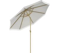 Outsunny Parasol droit de jardin inclinable parasol avec manivelle à franges mât en métal style bohème 8 baleines Ø 265 x 244 cm blanc