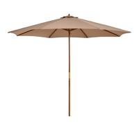 Outsunny Parasol droit parasol de jardin double toit en bois polyester haute densité protection solaire Ø 3 x 2,5 m kaki