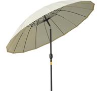 Outsunny Parasol droit parasol de jardin inclinable rond avec 18 baleines manivelle m?t en mšŠtal fibre de verre ? 2,5 m polyester haute densitšŠ beige