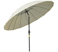 Outsunny Parasol droit parasol de jardin inclinable rond avec 18 baleines manivelle mât en métal fibre de verre Ø 2,5 m polyester haute densité beige