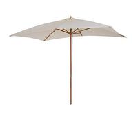 Outsunny Parasol Droit parasol de jardin rectangulaire double toit Bois Polyester Haute densité 3 x 2 m crème