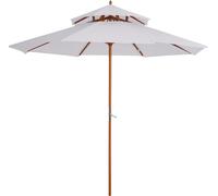 Outsunny Parasol droit Parasol de jardin rond en Bois 2 Toit Polyester 180 g/m? dia. 2,7 x 2,6H m blanc