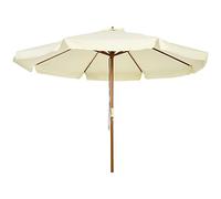 Outsunny Parasol droit parasol de jardin rond grande taille de jardin Ø 3 m bois de bambou beige