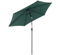 Outsunny Parasol droit parasol inclinable de jardin balcon terrasse manivelle toile polyester imperméabilisée haute densité 180 g/m² Ø2,6 x 2,35H m aluminium vert foncé