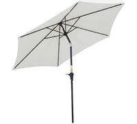 Outsunny Parasol droit parasol inclinable de jardin balcon terrasse manivelle toile polyester imperméabilisée haute densité 180 g/m² Ø2,6 x 2,35H m aluminium crème