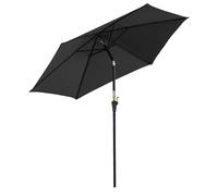 Outsunny Parasol droit parasol inclinable de jardin balcon terrasse manivelle toile polyester imperméabilisée haute densité 180 g/m² Ø2,6 x 2,35H m aluminium noir