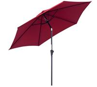 Outsunny Parasol droit parasol inclinable de jardin balcon terrasse manivelle toile polyester imperméabilisée haute densité 180 g/m² Ø2,6 x 2,35H m aluminium rouge vineux