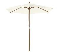 Outsunny Parasol droit rond grande taille de jardin Ø 2,5 x 2,3H m bois de bambou crème