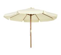 Outsunny Parasol droit rond Parasol balcon grande taille de jardin Ø 3 m bois de bambou beige