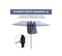 Outsunny Parasol droit rond - Toile polyester - Mât acier - Bleu - 270 x 270 cm