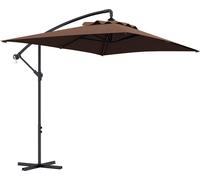 Outsunny Parasol dšŠportšŠ 3 x 2 m parasol rectangulaire extšŠrieur avec manivelle et 6 baleines acier protection UV marron