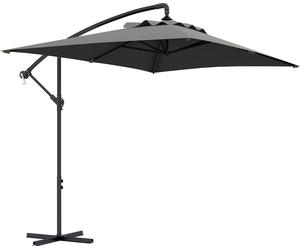 Outsunny Parasol dšŠportšŠ 3 x 2 m parasol rectangulaire extšŠrieur avec manivelle et 6 baleines acier protection UV gris