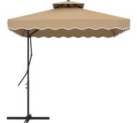 Outsunny Parasol dšŠportšŠ parasol de jardin carršŠ avec pied en croix double toit pour jardin, terrasse, balcon, kaki