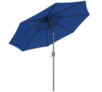 Outsunny Parasol en métal rond polyester 180g/m² manivelle inclinable Ø 3 x 2,45 m bleu