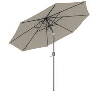 Outsunny Parasol de jardin extšŠrieur Parasol droit inclinable ? 3 m en mšŠtal Rond Polyester 180g/m? manivelle inclinable Gris Clair