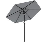 Outsunny Parasol de jardin Parasol droit hexagonal inclinable Ø 2,3 x 2,16H m métal polyester haute densité gris