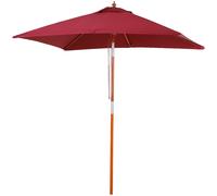 Outsunny Parasol Inclinable pour Jardin Plage Terrasse 3 Niveaux d'inclinaison Bois de Sapin+Polyester Rouge Bordeaux 200 x 150 x 235 cm