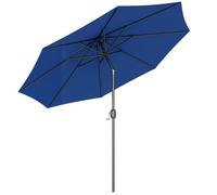 Outsunny Parasol de jardin extšŠrieur Parasol droit inclinable ? 3 m en mšŠtal Rond Polyester 180g/m? manivelle inclinable Bleu