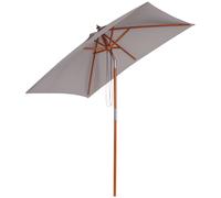Outsunny Parasol rectangulaire inclinable bois polyester haute densité 2L x 1,5l x 2,3H m gris clair