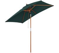 Outsunny Parasol rectangulaire inclinable bois polyester haute densité 2L x 1,5l x 2,3H m vert foncé
