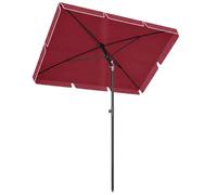 Outsunny Parasol Rectangulaire Inclinable Rouge 2m Aluminium Polyester Haute Densité Anti-UV Aosom France