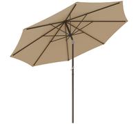 Outsunny Parasol Rond Jardin Ø 2,63m Métal Polyester 180g/m² Manivelle Inclinable Anti-UV Beige Aosom France