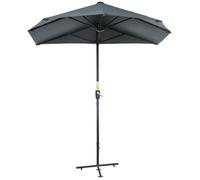 Outsunny Parasol Semicirculaire avec Manivelle et Toit Anti UV, 200x190x240 cm, Gris