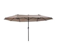 Outsunny Parasol XXL Composé de 12 entretoises en métal Tissu polyester haute densité 180 g/m² Diamètre latérale du parasol: 2,7 m marron