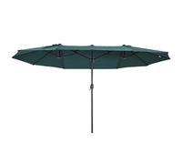 Outsunny Parasol XXL parasol de jardin grande taille 4,6L x 2,7l x 2,4H cm ouverture fermeture manivelle acier polyester haute densité vert