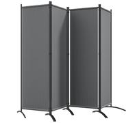 Outsunny Paravent 221 x 172 cm paravent de jardin à 4 panneaux avec pieds larges en tissu polyester de 180 g/m² gris foncé