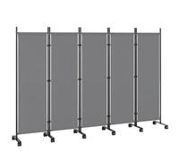 Outsunny Paravent 5 Panneaux 252 x 170 cm Pliant Intérieur Gris Foncé