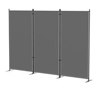 Outsunny Paravent de Jardin Brise-Vue Extérieur 3 Volets Occultant Pieds en Métal Stable 260x180cm Gris Foncé