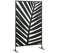 Outsunny Paravent Séparateur de Jardin 3 Panneaux 122 x 45 x 198 cm Noir | Cloison de Séparation, Décoratif à Motif Végétal, Extérieur, en Acier