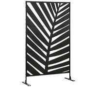 Outsunny Paravent séparateur de Jardin cloison de séparation 3 Panneaux décoratifs extérieur à Motif végétal en Acier - 122 x 45 x 198 cm Noir