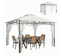Outsunny Pavillon, 3x3,6 m, imperméable et stable, pavillon de jardin avec moustiquaire, double toit, pour jardin et terrasse, Noir