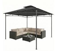 Outsunny Pavillon 3x3 m Imperméable Stable Résistant à l'hiver Pavillon de jardin avec cadre supérieur rétractable Double toit Gris foncé