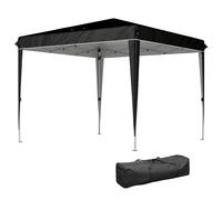 Outsunny Pavillon 3x3 m pour 6-9 Personnes à Hauteur Réglable Avec Trous de Drainage, en Métal et Tissu Oxford Noir